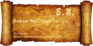 Baksa Mátyás névjegykártya