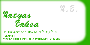 matyas baksa business card